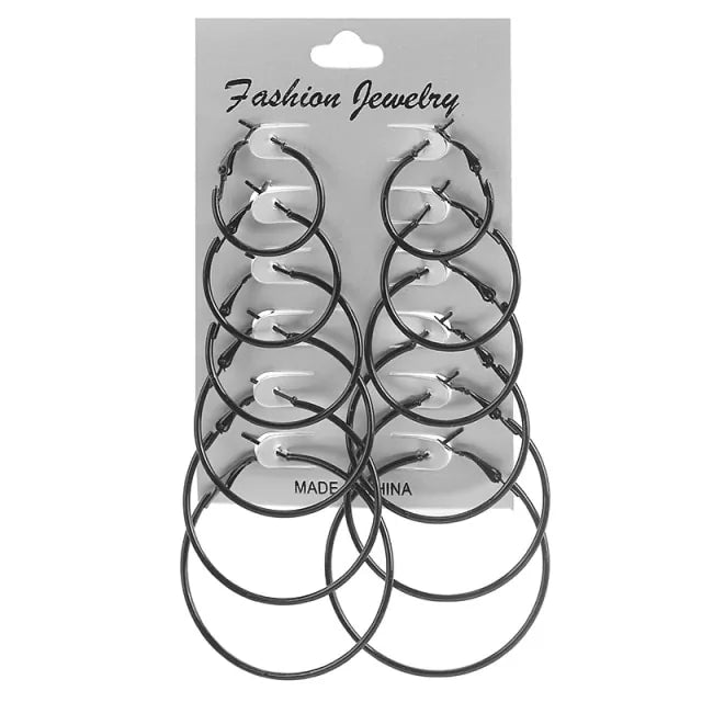 12 Sets Silver Hoop Earrings for Women