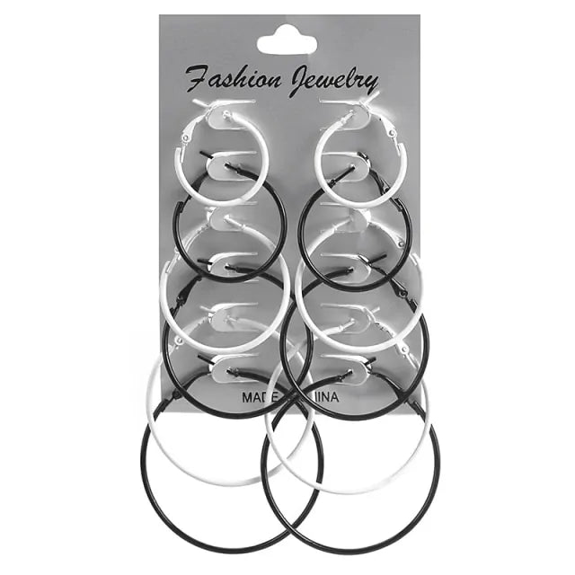 12 Sets Silver Hoop Earrings for Women