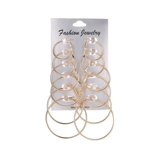 12 Sets Silver Hoop Earrings for Women