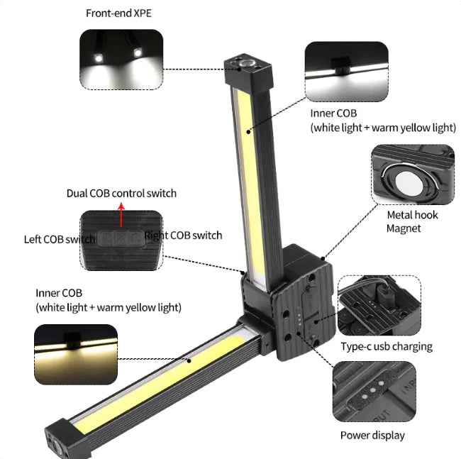 Bi-Fold Twin Light LED Task Lamp