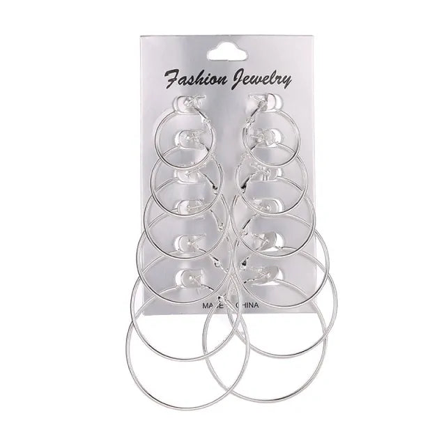 12 Sets Silver Hoop Earrings for Women